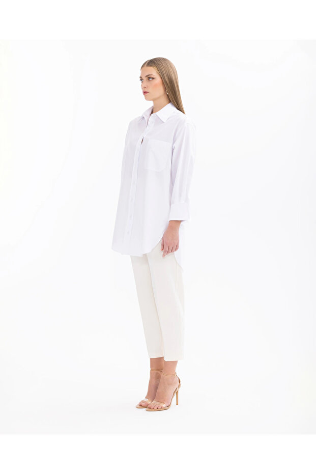 Cep Detaylı Düğmeli Gömlek - 3
