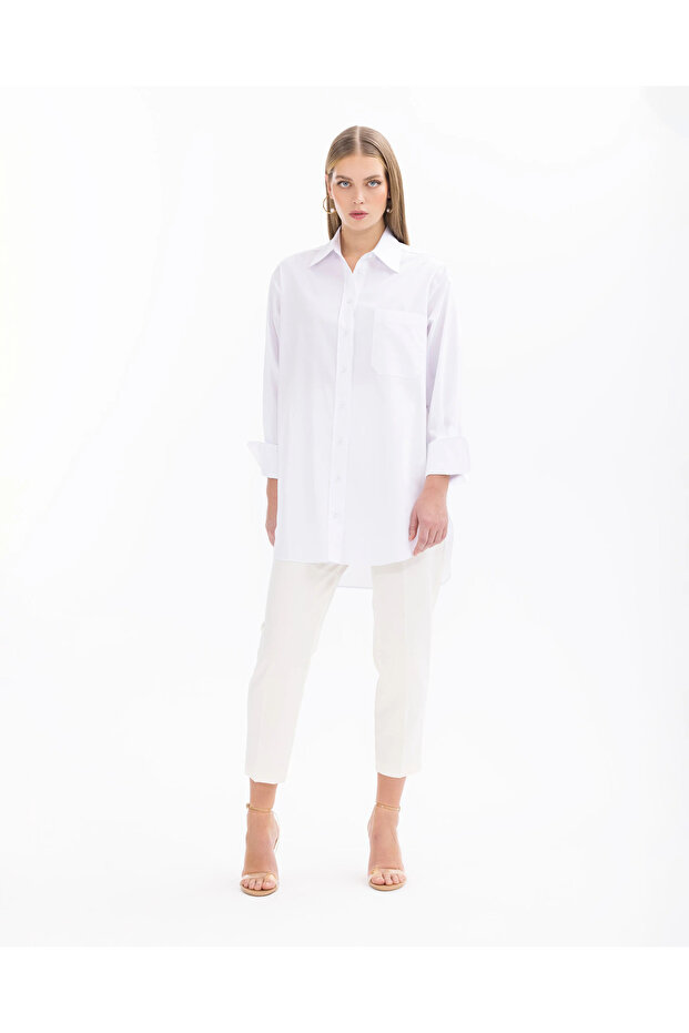 Cep Detaylı Düğmeli Gömlek - 4