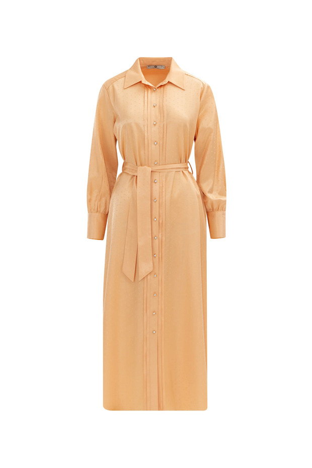 Gömlek Yaka Puantiyeli Elbise - 7