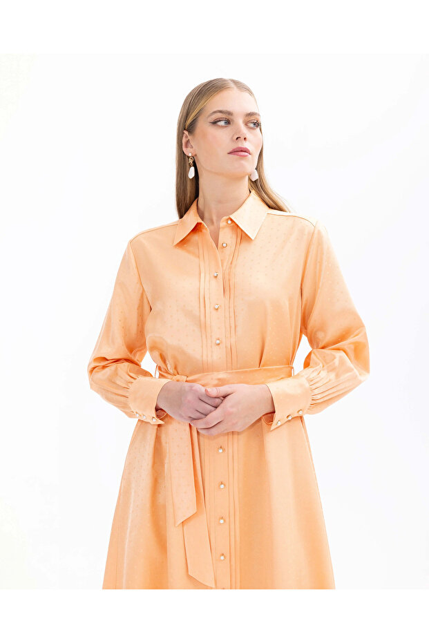 Gömlek Yaka Puantiyeli Elbise - 3