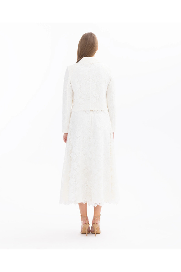 Gömlek Yaka Pullu Dantel Şık Ceket - 7