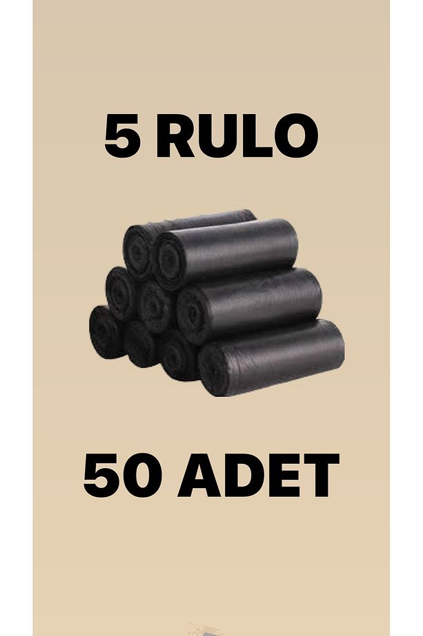 Çöp Torbası 80X110 Battal Boy 5 Rulo 50 Adet  Çöp Poşeti - 1