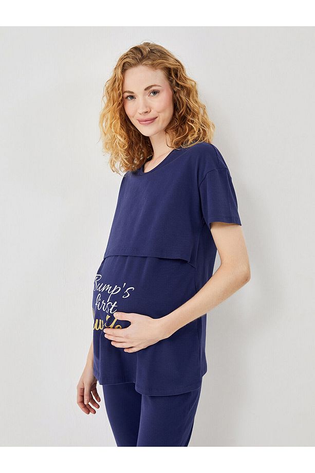Lcwk Bisiklet Yaka Yılbaşı Temalı Hamile Pijama Takımı - 2