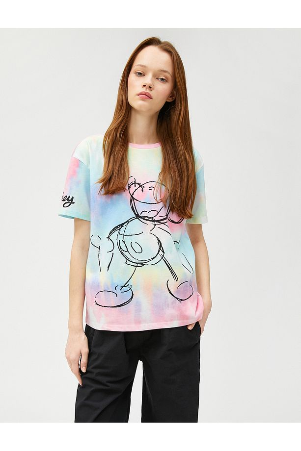 Mickey Mouse Tişört Lisanslı Bisiklet Yaka Kısa Kollu - 3