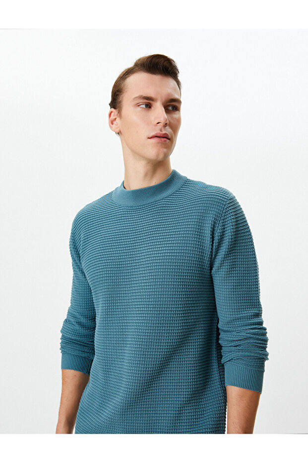 Slim Fit Sweater Knitwear Basic Crew Neck Textured