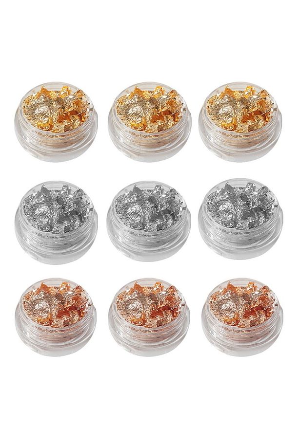 9 Adet Epoksi Reçine Altın Yaprak Varak Seti , Nail Art Tırnak Makyaj Altın Varak , Tırnak Süsleme - 1