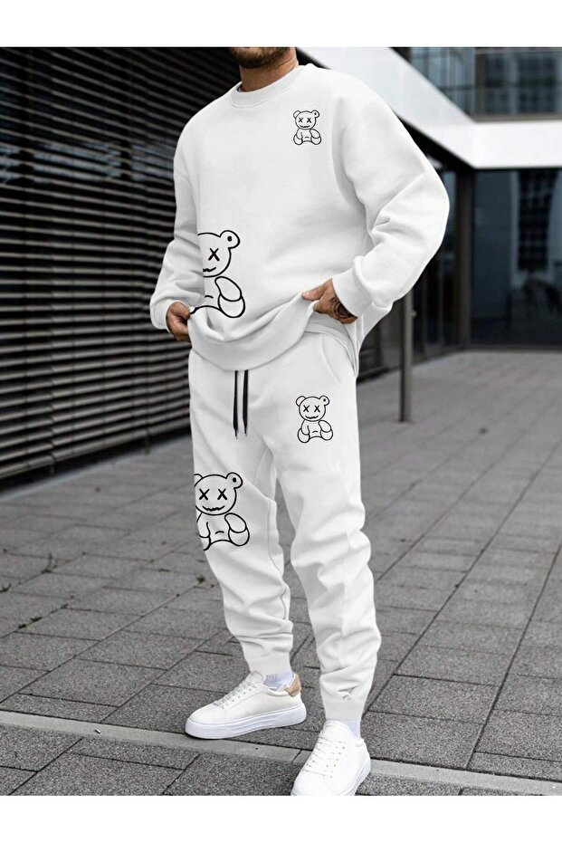 Bear Printed Unisex Oversize Tracksuit Set