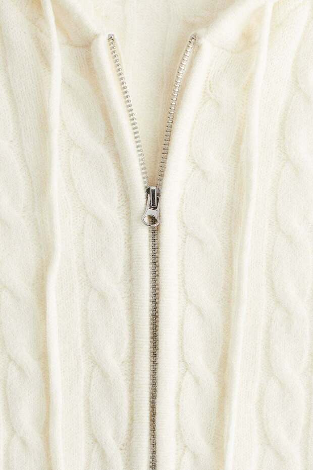 Cable-knit zip-through hoodie