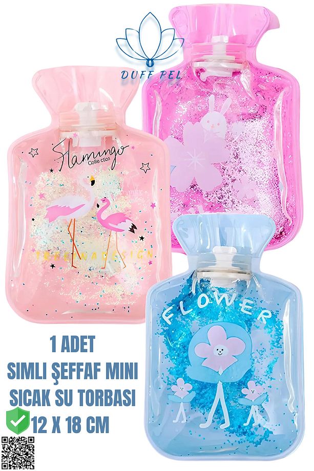 1 ADETYSimli Şeffaf Mini Sıcak Su Torbası | Simli Mini Sıcak Su Torbası 12 x 18 cm - 1