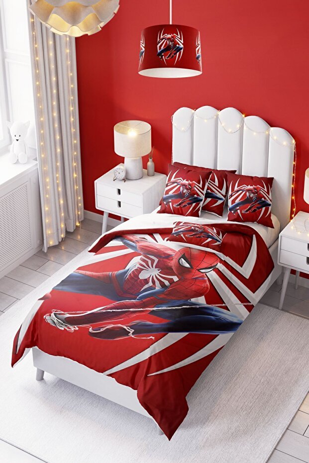 Red Spider-Man Patterned Duvet Cover Set (Without Sheets) – 155X220 / 50X70 cm Pillowcase