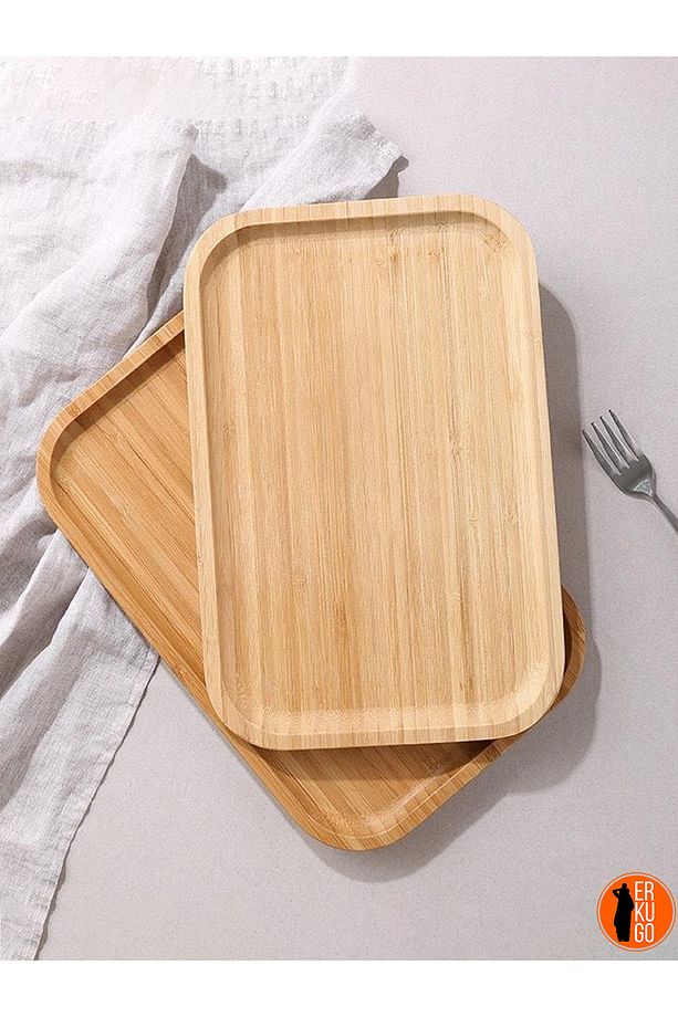 2 Adet Bambu Dikdörtgen Servis Tabağı, Sunum Seti (30x20 cm) - 3