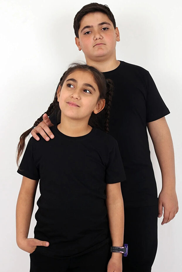 Unisex Crew Neck Basic Cotton Short Sleeve Kids T-Shirt