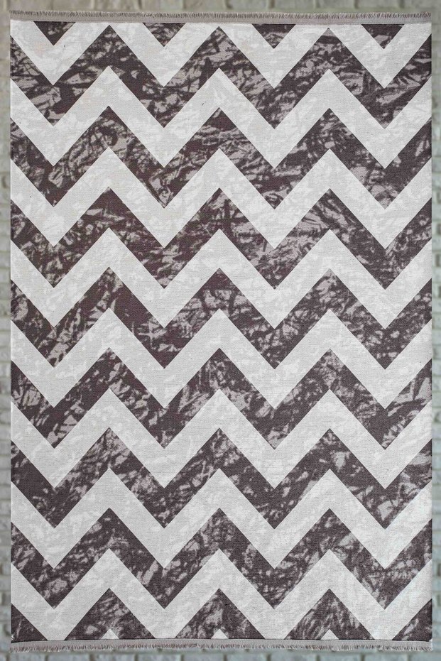 Geometric Gray Anthracite Chenille Machine Washable Fringed Non-Slip Base Living Room Carpet 7824