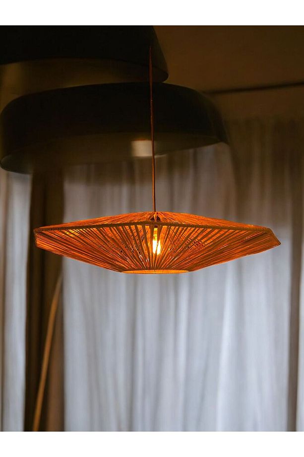 Yıldız Hasır Avize 80x80 Bohem Avize Jüt Avize Oda Mutfak Salon Avize Restoran Kafe Avize - 2