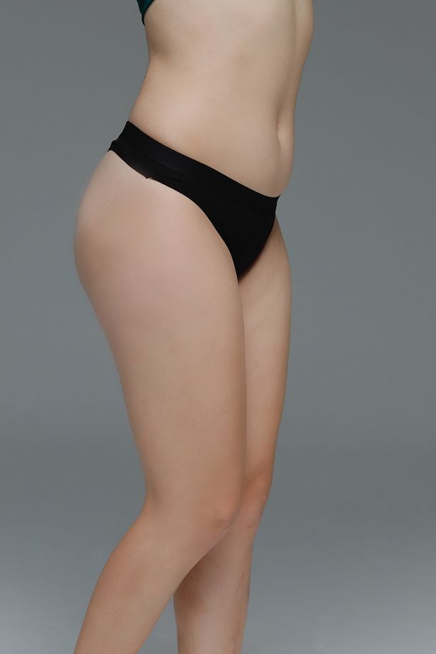 Paulo Model Fitilli Tanga Esnek String Pamuklu String Siyah Renk - 3