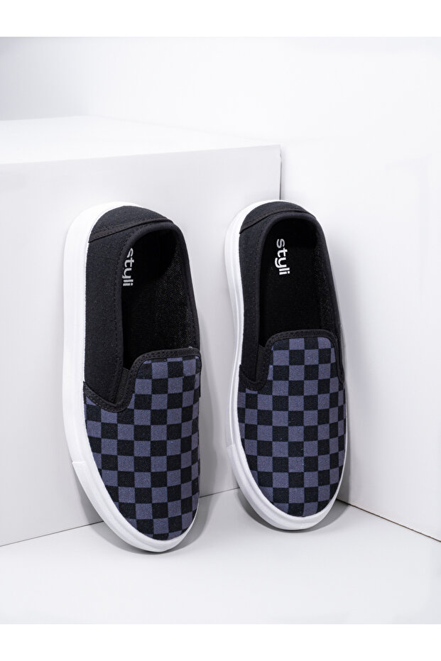 Checkerboard Canvas Slip On Shoes