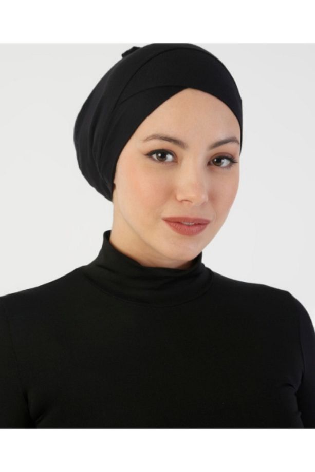Penye Çapraz Boru Bone - Siyah - 2