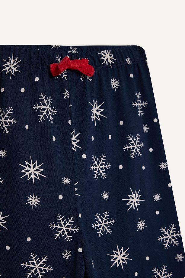Kız Çocuk Yılbaşı Temalı Pijama Takımı Bisiklet Yaka Uzun Kollu Üst Uzun Alt D8797A824AU - 7