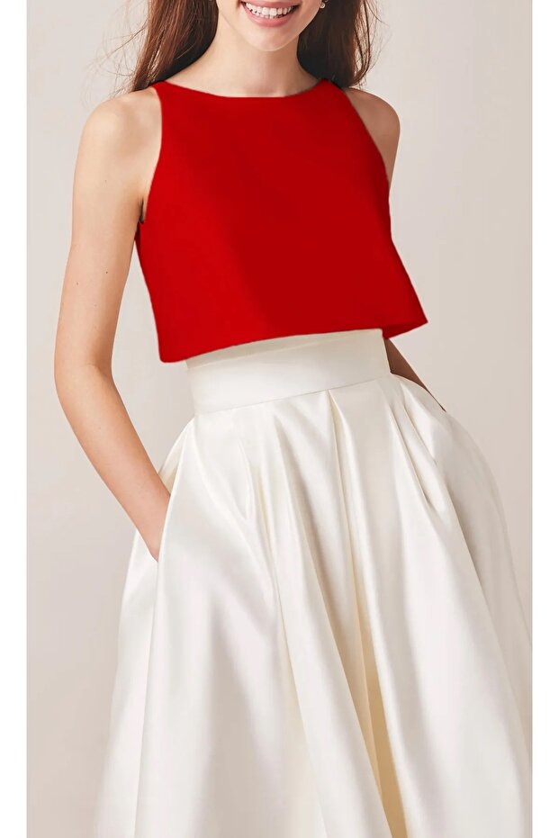 Women's Satin Evening Dress Open Back Oval Cut Bustier