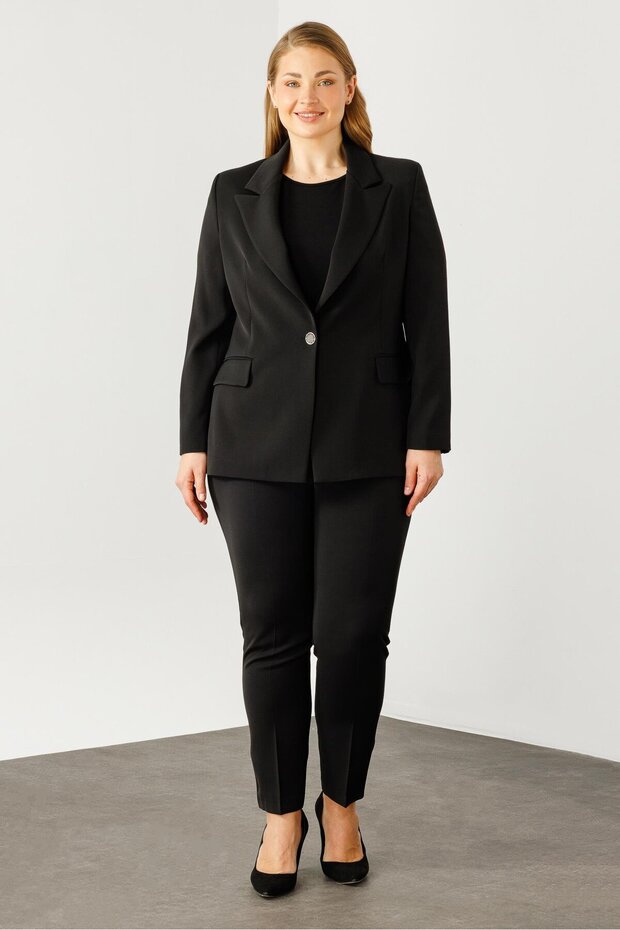 Modailgi  Tek Düğmeli Klasik Ceket Siyah - 1