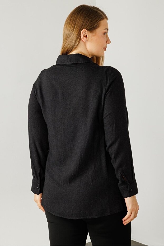 Modailgi  Yün Viskon Gömlek Siyah - 5