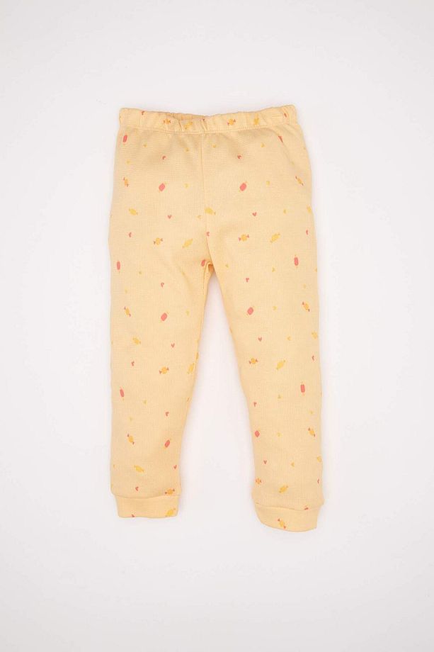 Kız Bebek Pijama Takımı Yiyecek Baskılı Waffle Uzun Kollu Üst Uzun Alt 3144980 - 2
