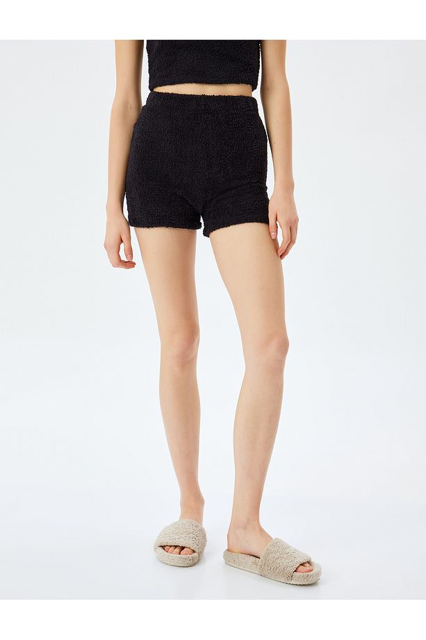 Rahat Kalıp Mini Peluş Şort Pijama Altı - 3