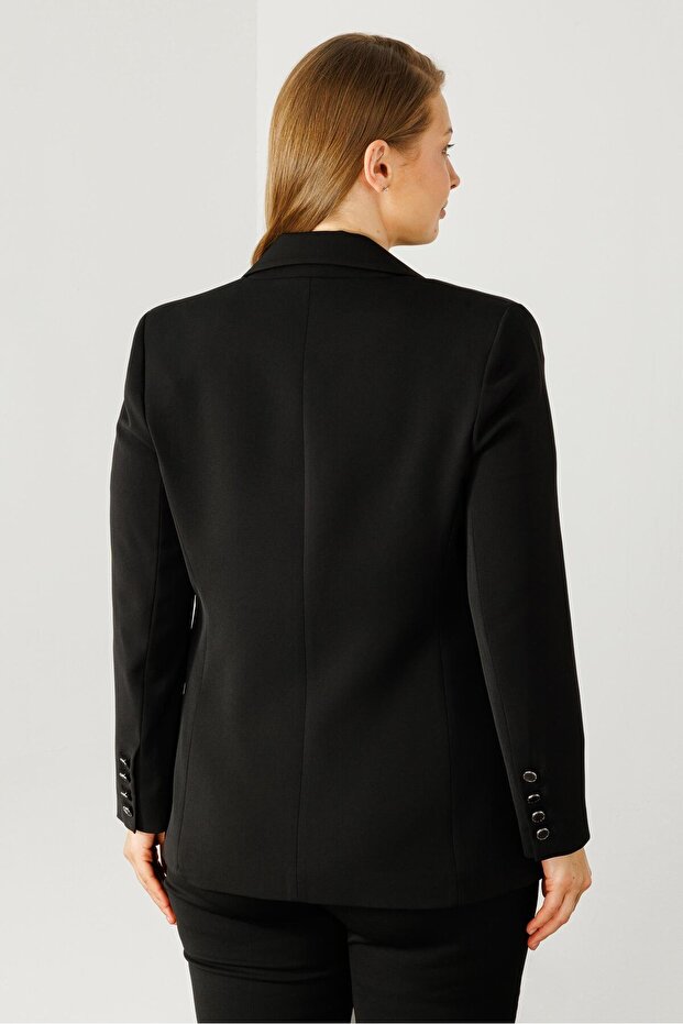 Modailgi  Tek Düğmeli Klasik Ceket Siyah - 4