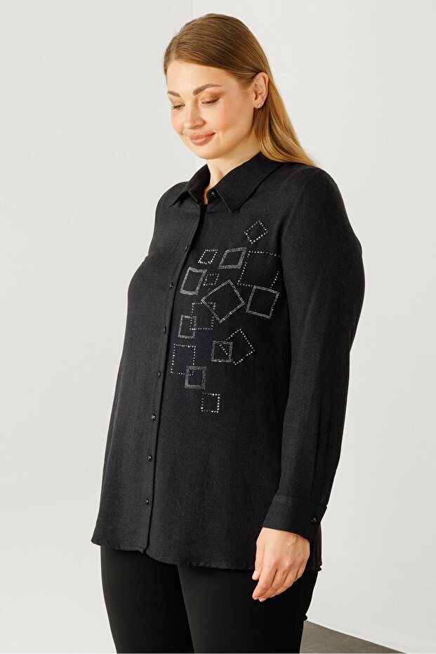 Modailgi  Yün Viskon Gömlek Siyah - 3