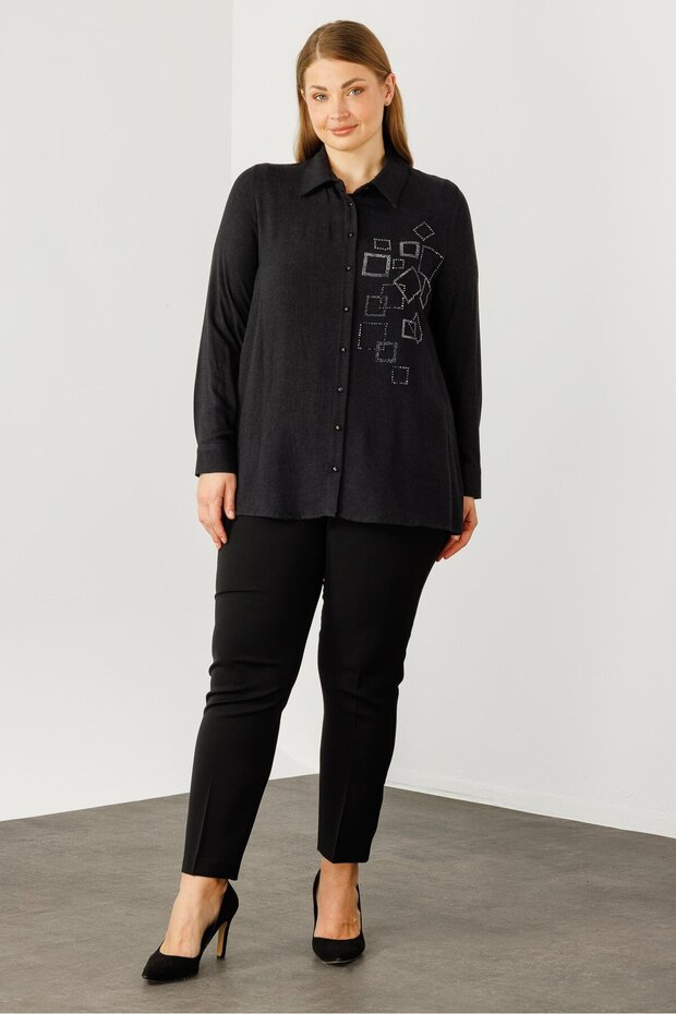 Modailgi  Yün Viskon Gömlek Siyah - 2