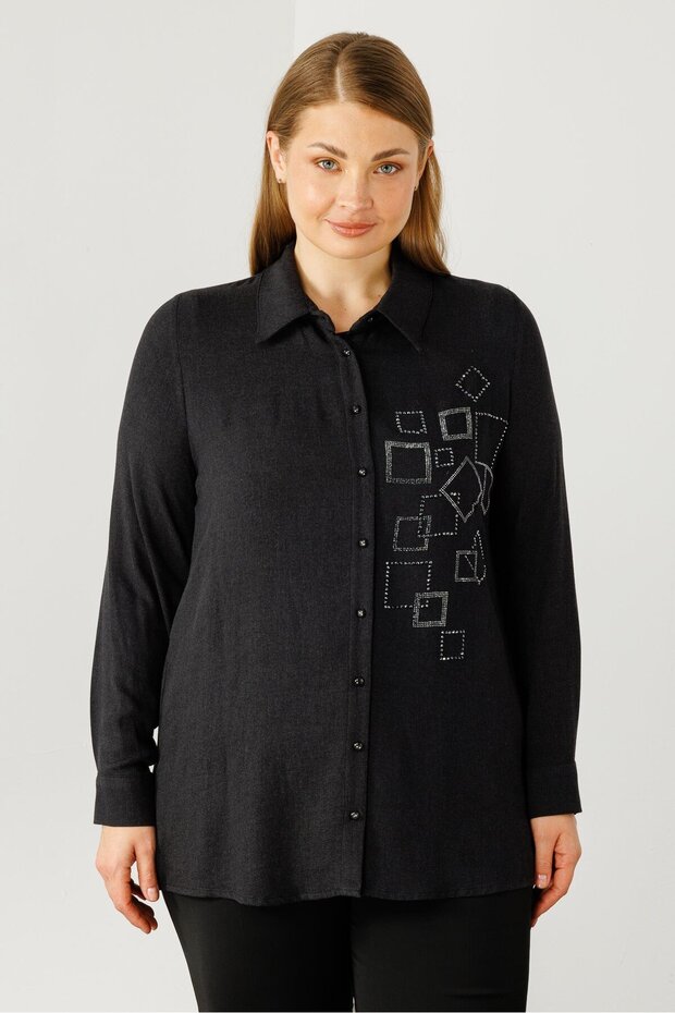 Modailgi  Yün Viskon Gömlek Siyah - 4