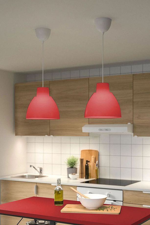 Sarkıt Lamba Avize Kablo Seti Dahil 29cm Kırmızı Tavan Lambası JB035 - 6
