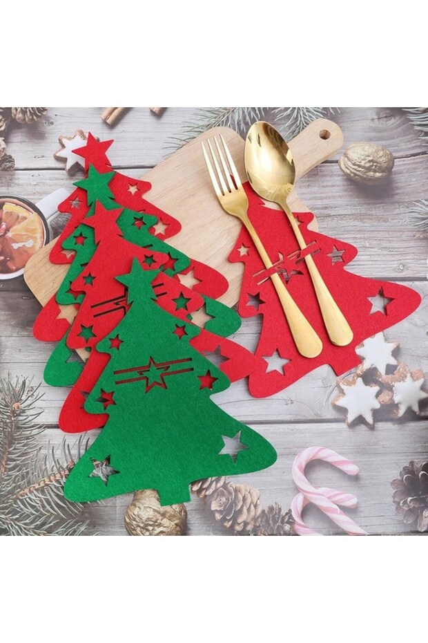 3 Red 3 Green Decorative Cutlery - Christmas Decor Tableware Preparation
