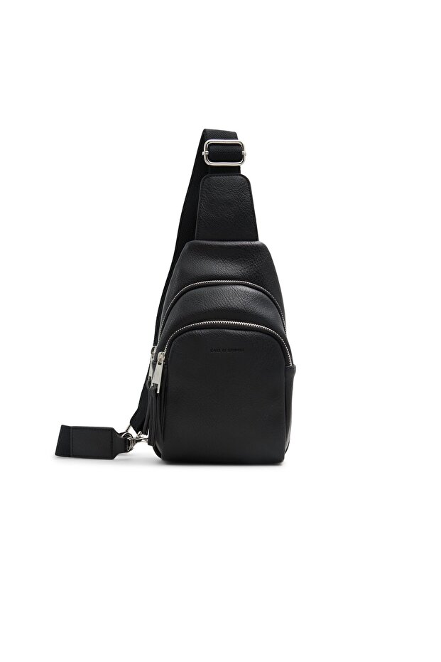Men's Black Cross Body Bag With Single Compartment