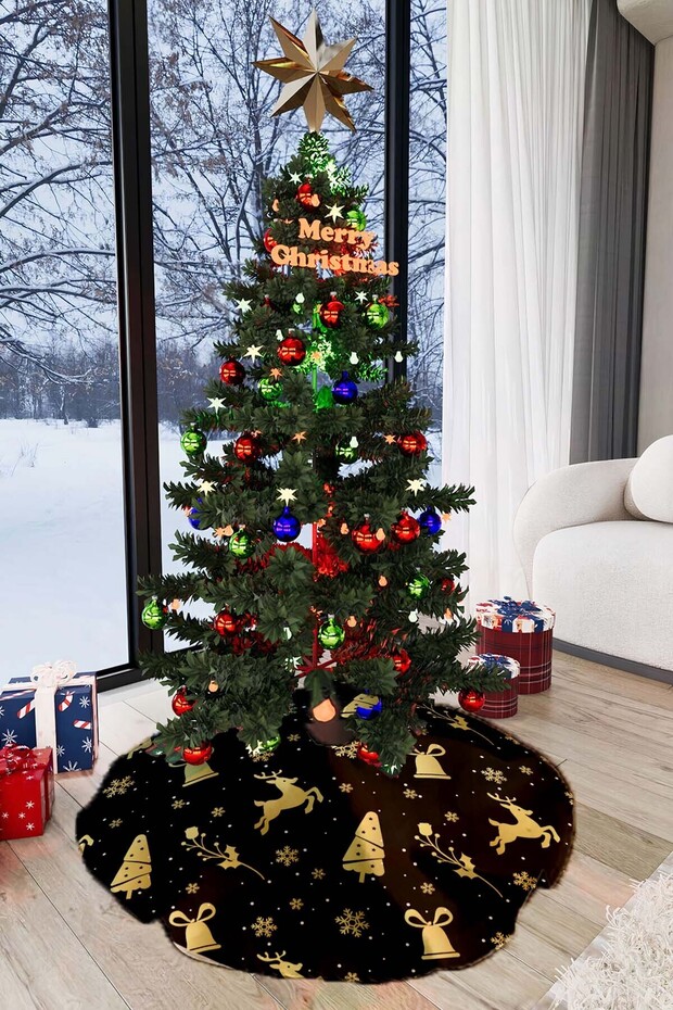 Black Christmas Pine Tree Cover 68cm Diameter Ao10
