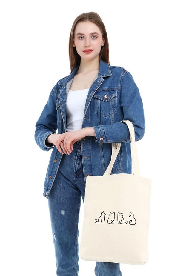 Kanvas Minik Kediler Bez Çanta C0570 - 3