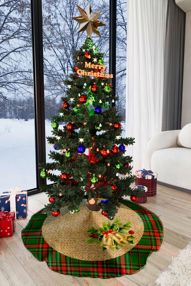 Beige Christmas Pine Tree Bottom Cover 68cm Diameter Ao04