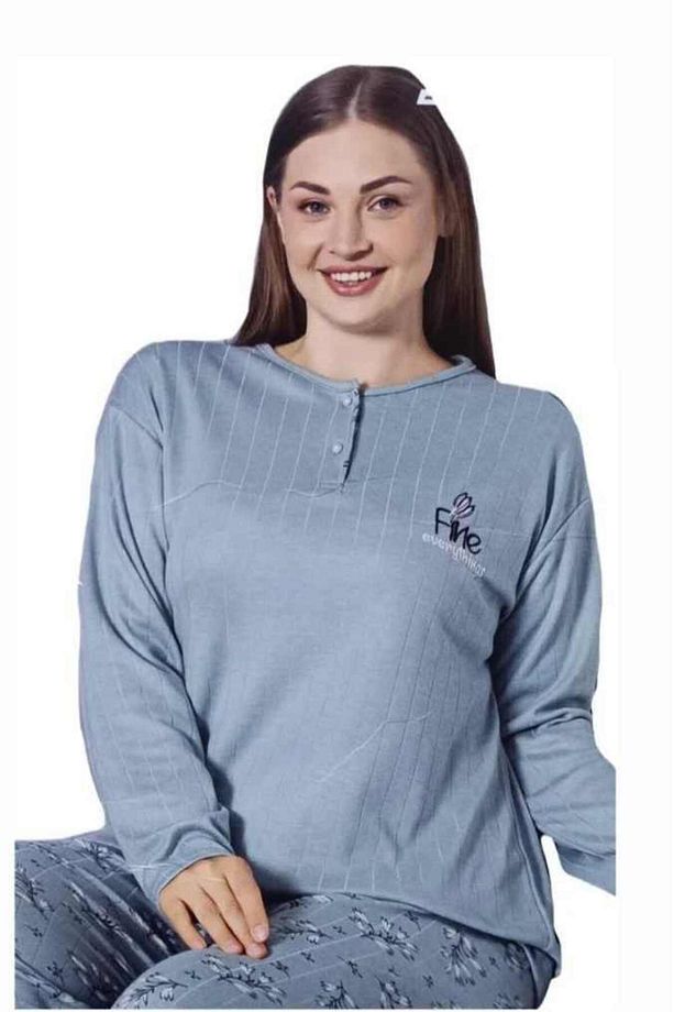 Antrasit gri fitilli   pijama takım - 1