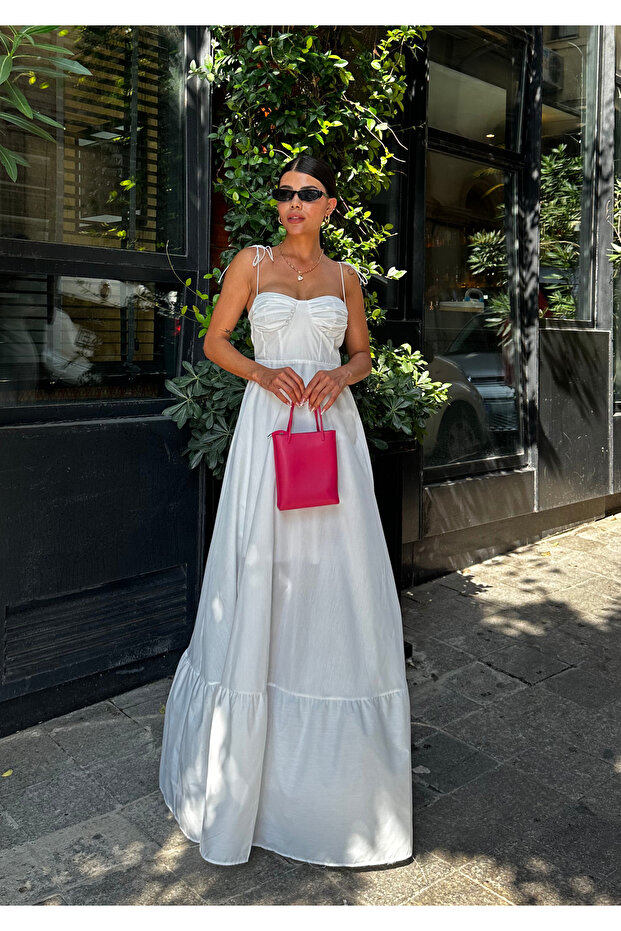 Rochie lungă albă Bella - 1