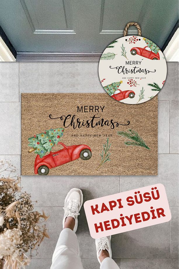 Modern Dijital Baskı Christmas, Yılbaşı, Yeni Yıl Paspas ve Kapı süsü - Kapi onu Paspasi - 1