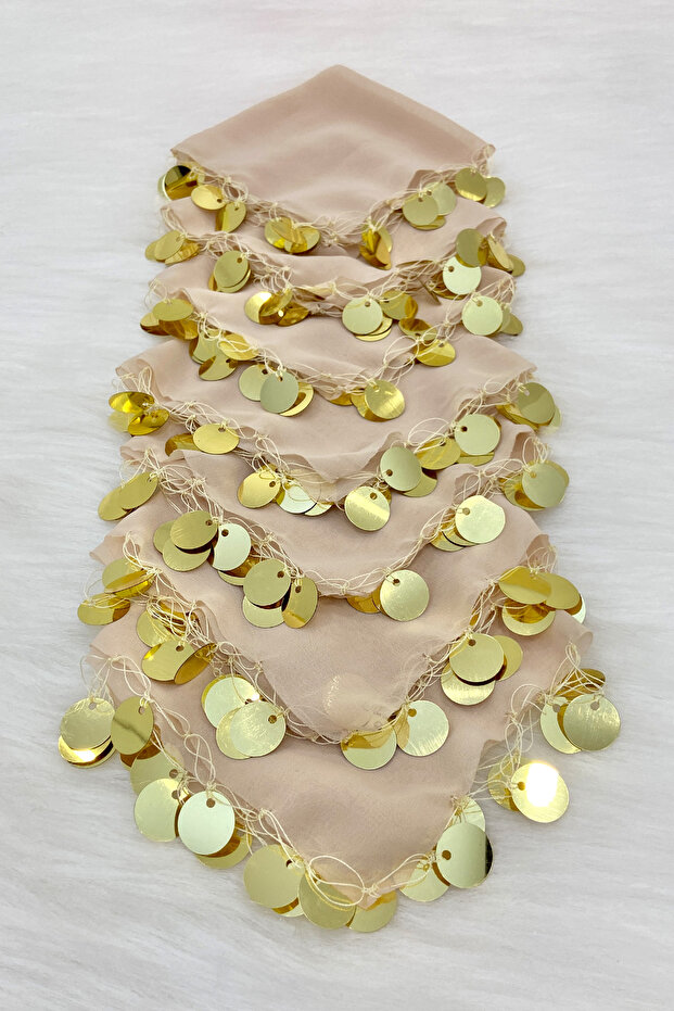 Mink Gold Chiffon Halay Handkerchief 10 Pieces, Bride Groom Wedding Henna Circumcision Engagement Bride