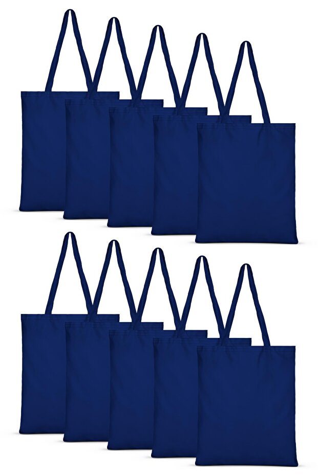 10 Navy Blue Cloth Bags