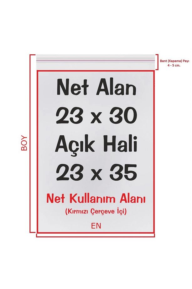 23x30 5 Cm. (23*35) 25 Adet - A4 Poşeti - Şeffaf Bantlı Yapışkanlı Jelatin Poşet - 1