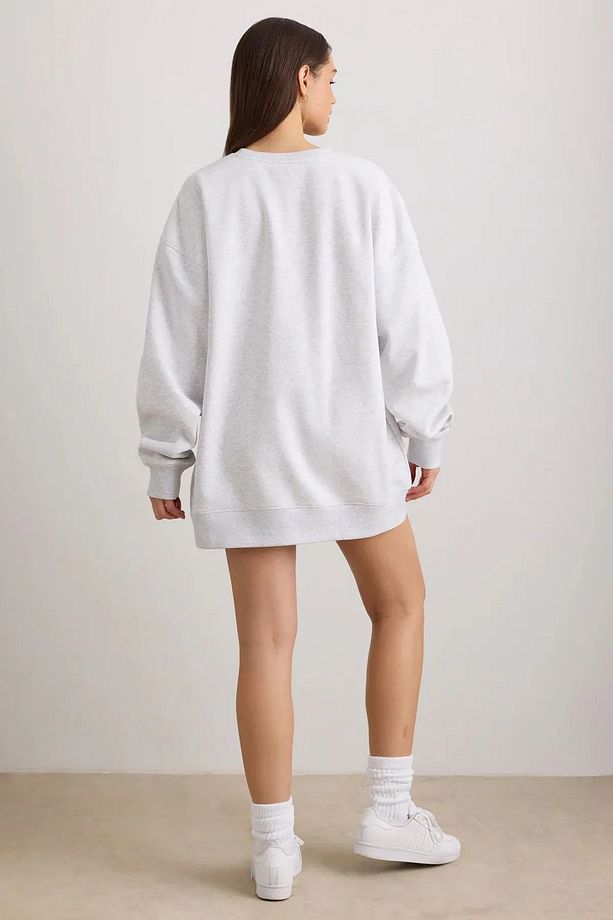 Kadın Bisiklet Yaka Basic Oversize Sweatshirt GRİMELANJ - 3