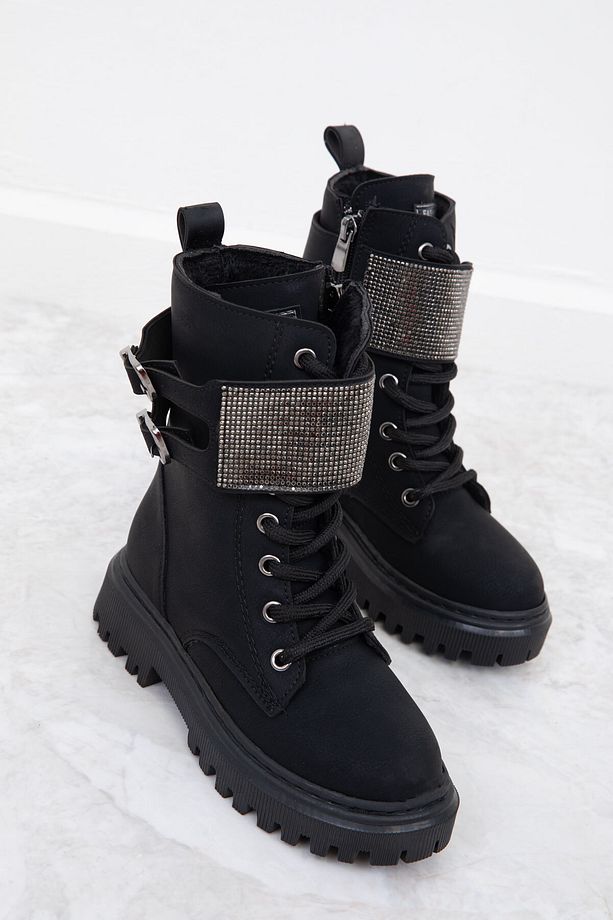 Siyah Mat Çocuk Bot & Bootie 19903 - 2