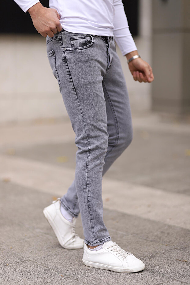 Gri Skinny Tırnaklı Jeans Kot Pantolon TMNAW25JE00013 - 3