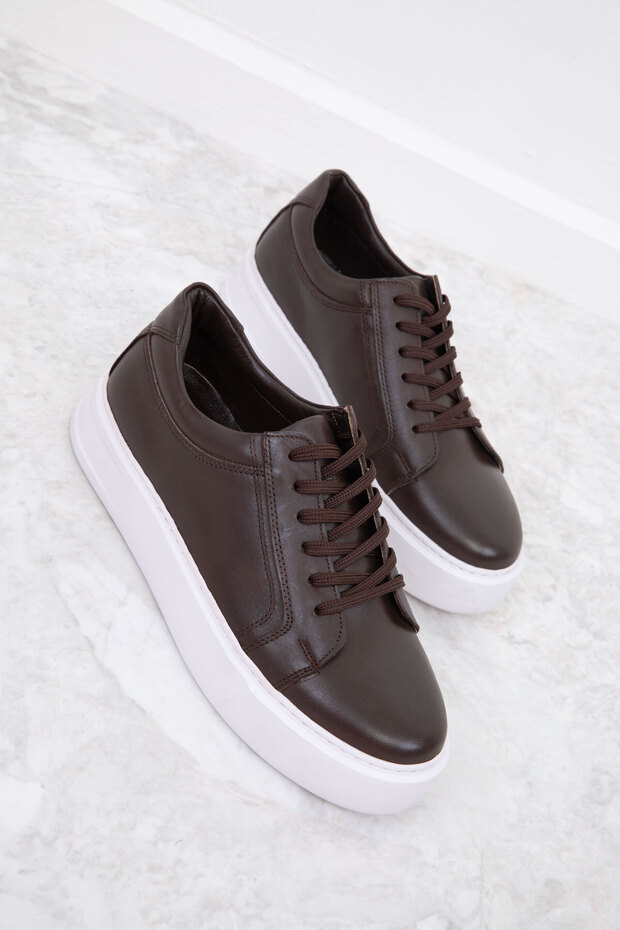 Valódi bőr férfi tornacipő - barna 20104 - 3