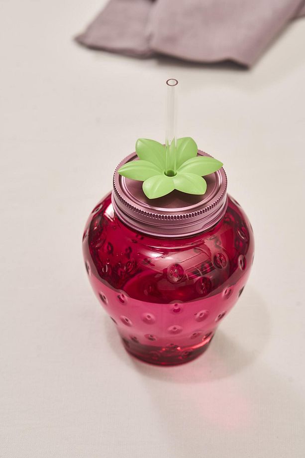 Çilek Transparent Pipetli Su Şişesi 750 Ml - 3