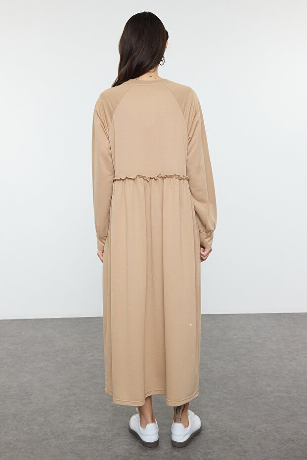 Vizon Oversize Beli Kesikli Örme Elbise TCTSS23EB00307 - 5