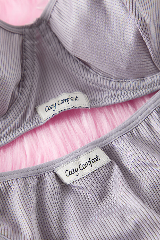 Szary bawełniany zestaw bielizny z metką, bez kopertowego zamknięcia, z zawieszką THMSS24CC00029 - 7